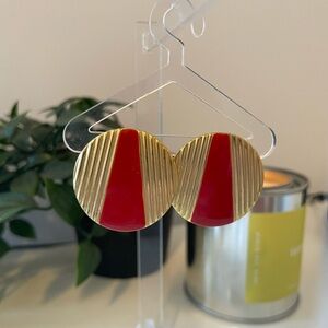 🍓Vintage Red enamel gold tone earrings